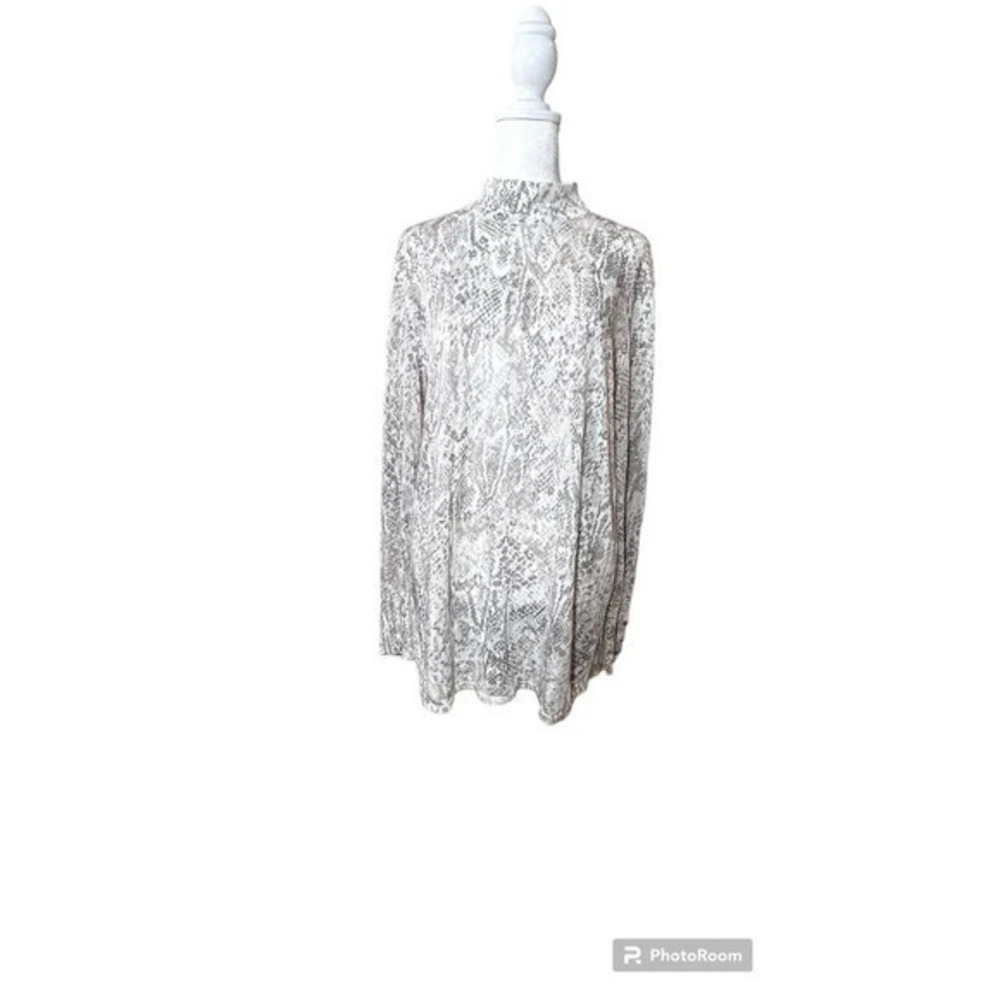 Chicos Python Print Zip-Back Mock Neck‎  Size 3 XL